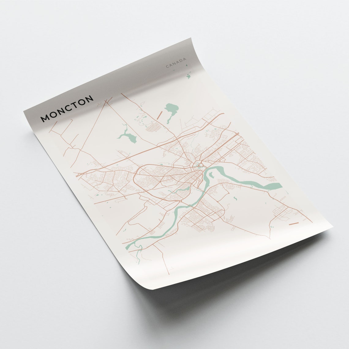 Moncton New Brunswick Canada Modern Minimalist City Map Poster - Image 2