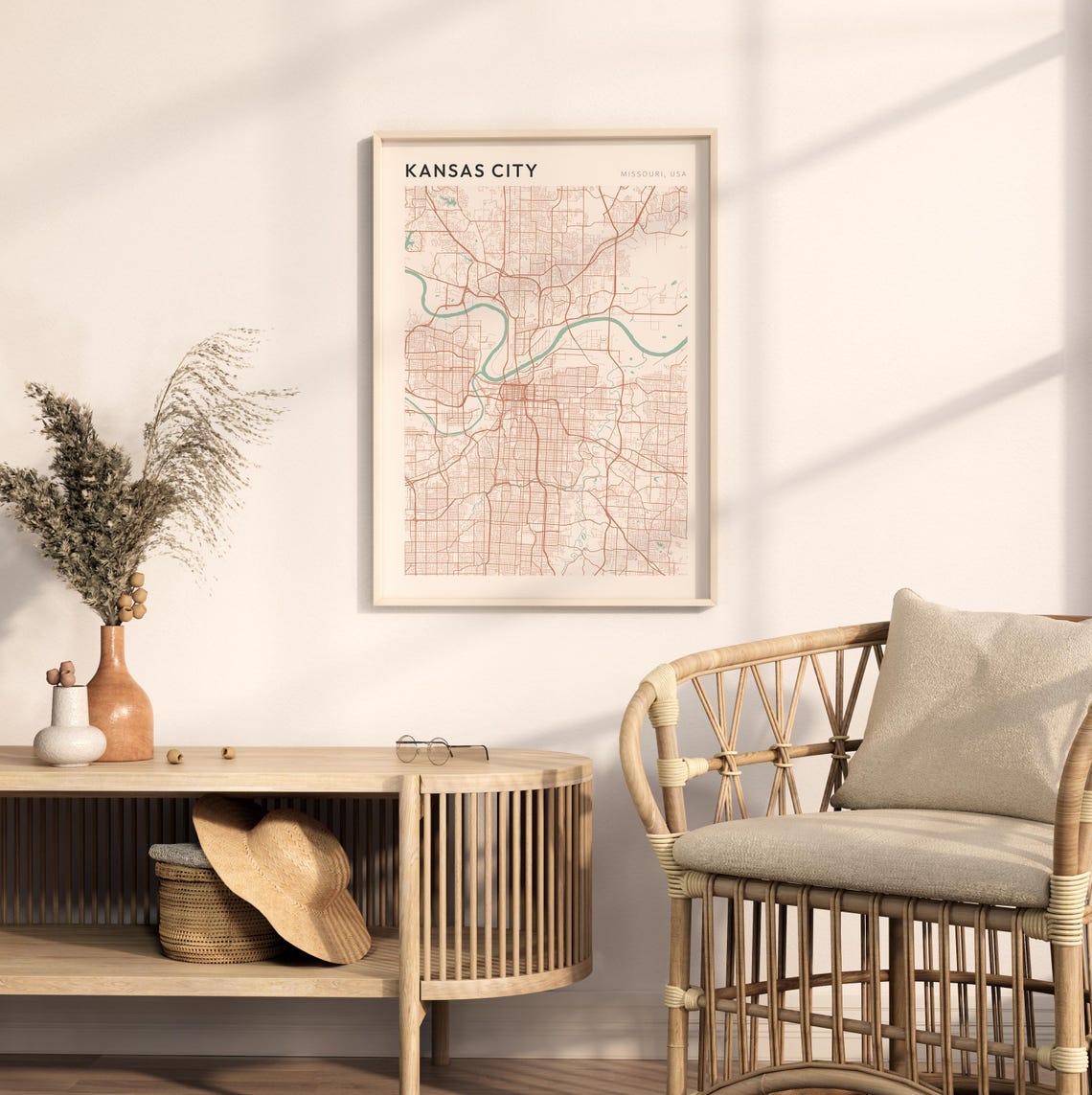 Kansas City Map Poster Kansas City Print Kansas City Poster Kansas City Wall Art Missouri Travel Gift Minimalist Print - Image 2