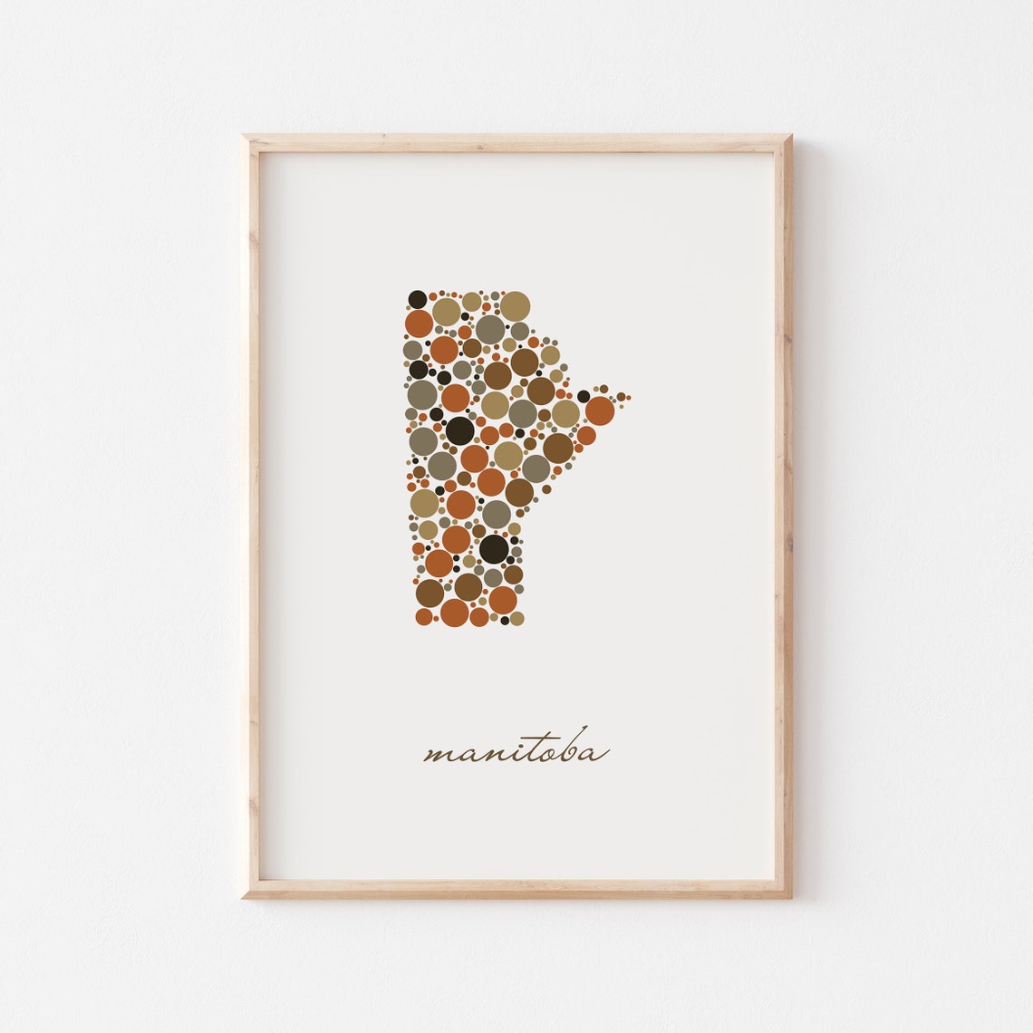 Manitoba Canada Colorful Dot Art Province Map Script Decor Poster - Image 2