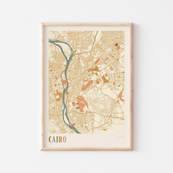 Cairo Map Poster Print Wall Art Egypt Travel Gift Boho Decor