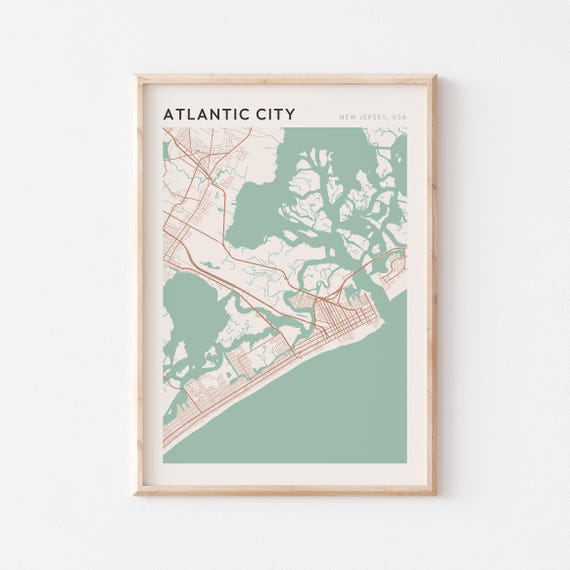 Atlantic City Map Poster Atlantic City Print Atlantic City Poster Atlantic City Wall Art New Jersey Travel Gift Minimalist Wall Art