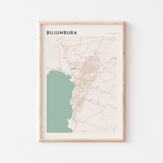Bujumbura Map Poster Print Wall Art Burundi Travel Gift Minimalist