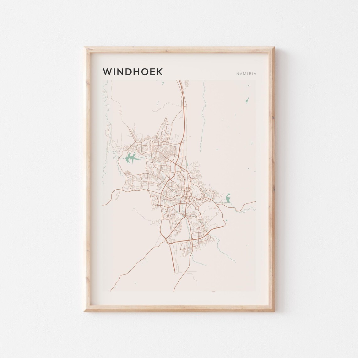 Windhoek Map Poster Print Wall Art Namibia Africa Travel Gift Minimalist