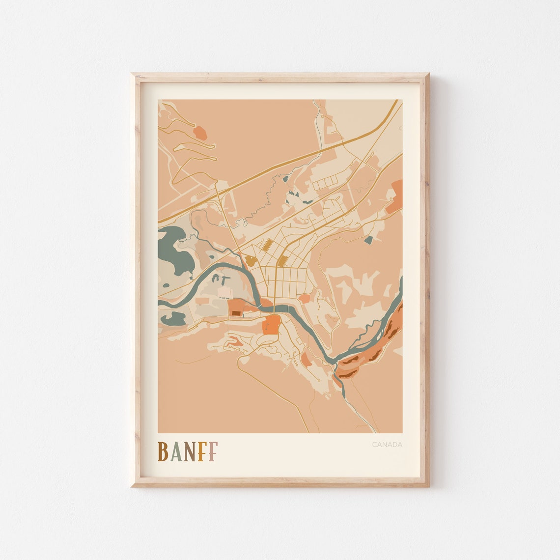 Banff Canada Warm Terracotta Minimalist City Map Poster Decor