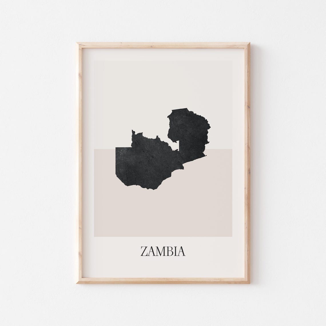 Zambia Country Map Black Silhouette Minimalist Modern Poster