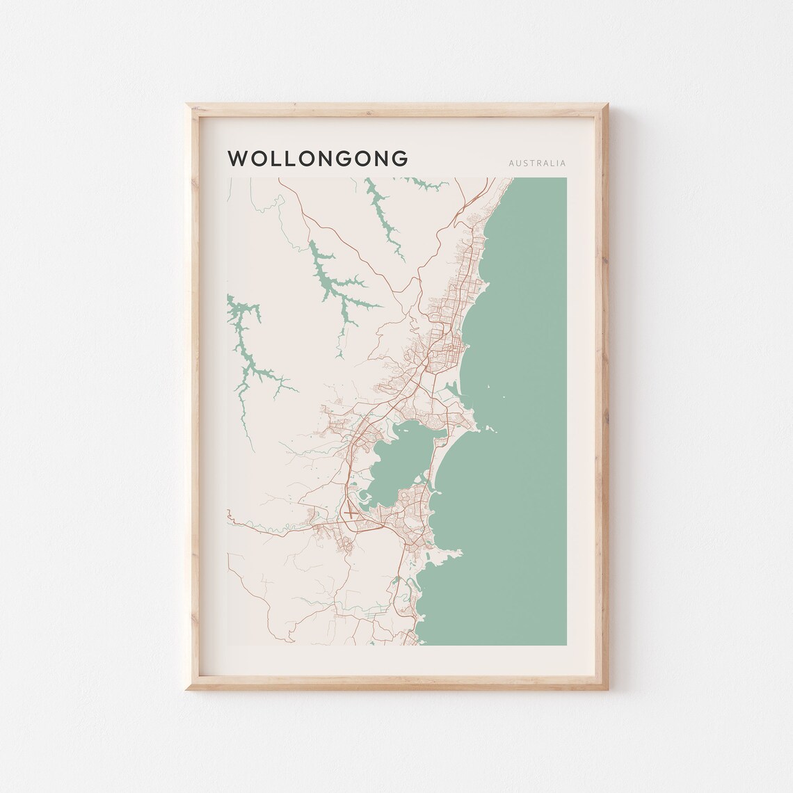 Wollongong New South Wales Australia Modern Minimalist City Map Poster