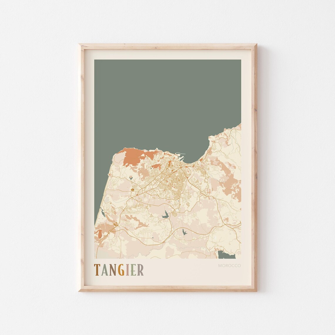 Tangier Map Poster Print Wall Art Morocco Africa Travel Gift Boho Decor