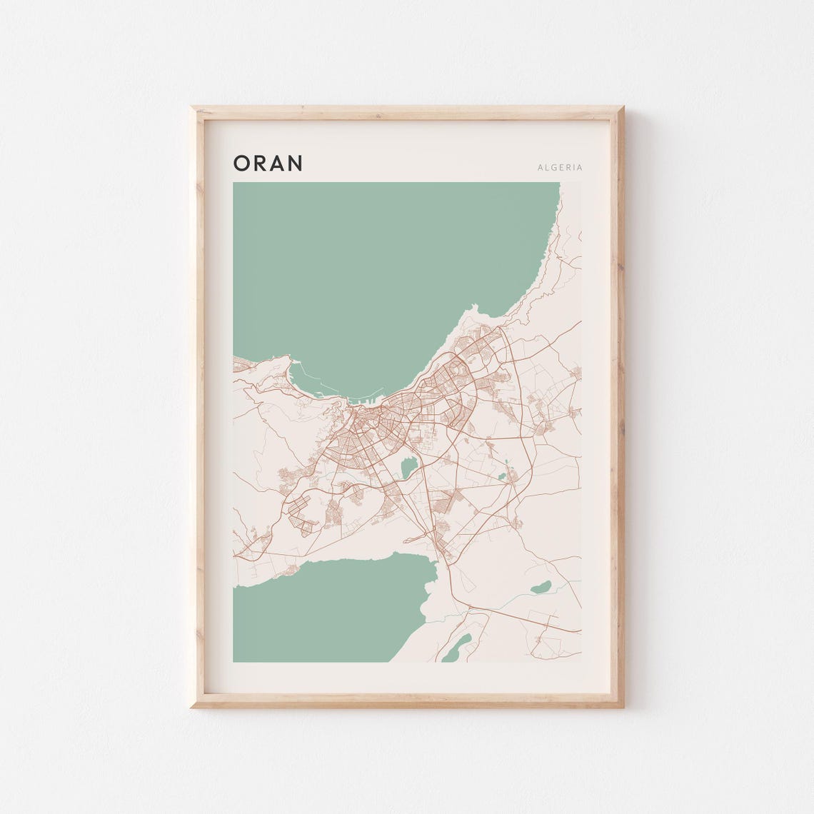 Oran Algeria City Map Minimalist Coastal Travel Wall Poster Art