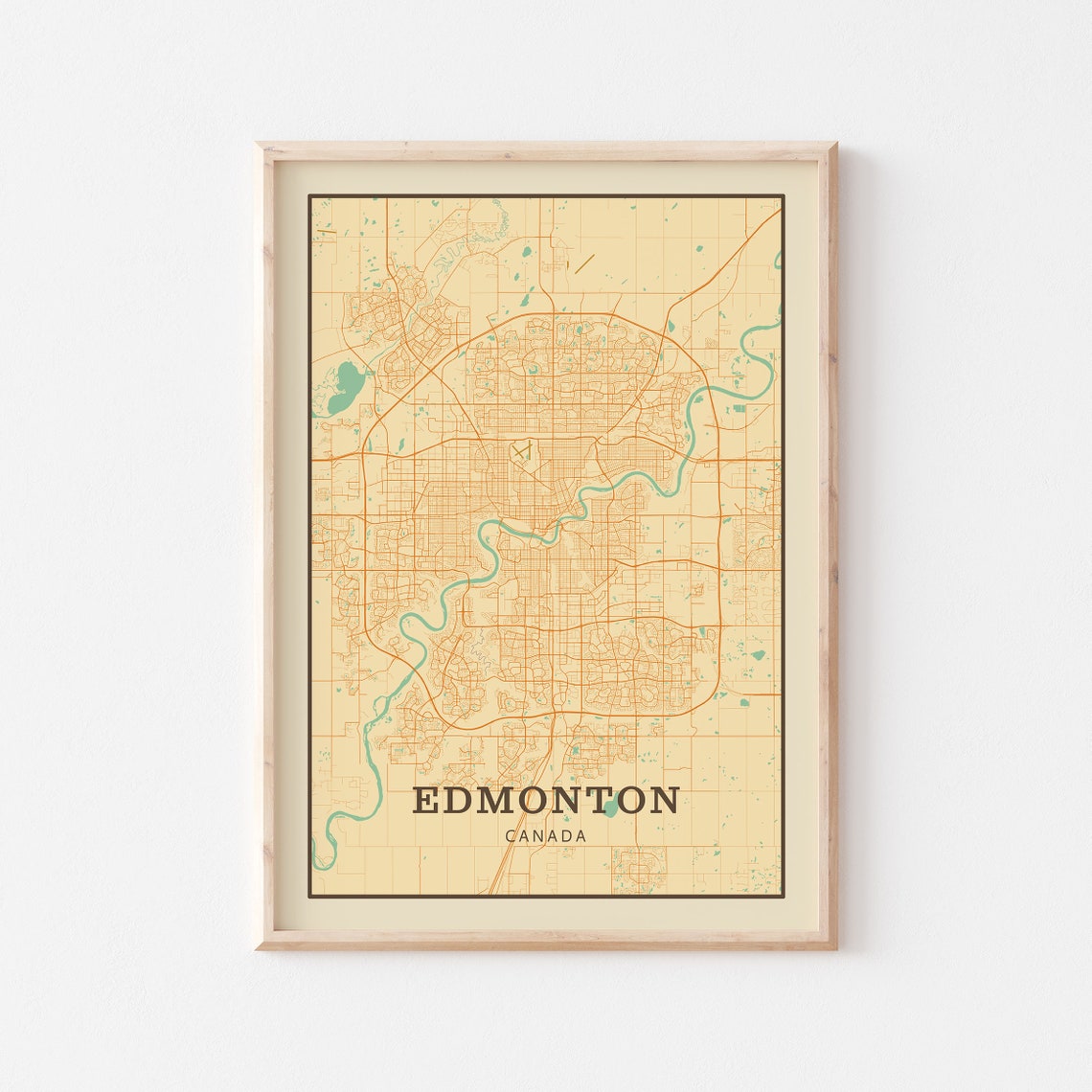 Edmonton Canada Vintage Street Map City Art Poster Home Decor Gift