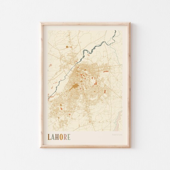 Lahore Map Poster Print Wall Art Pakistan Travel Gift Boho