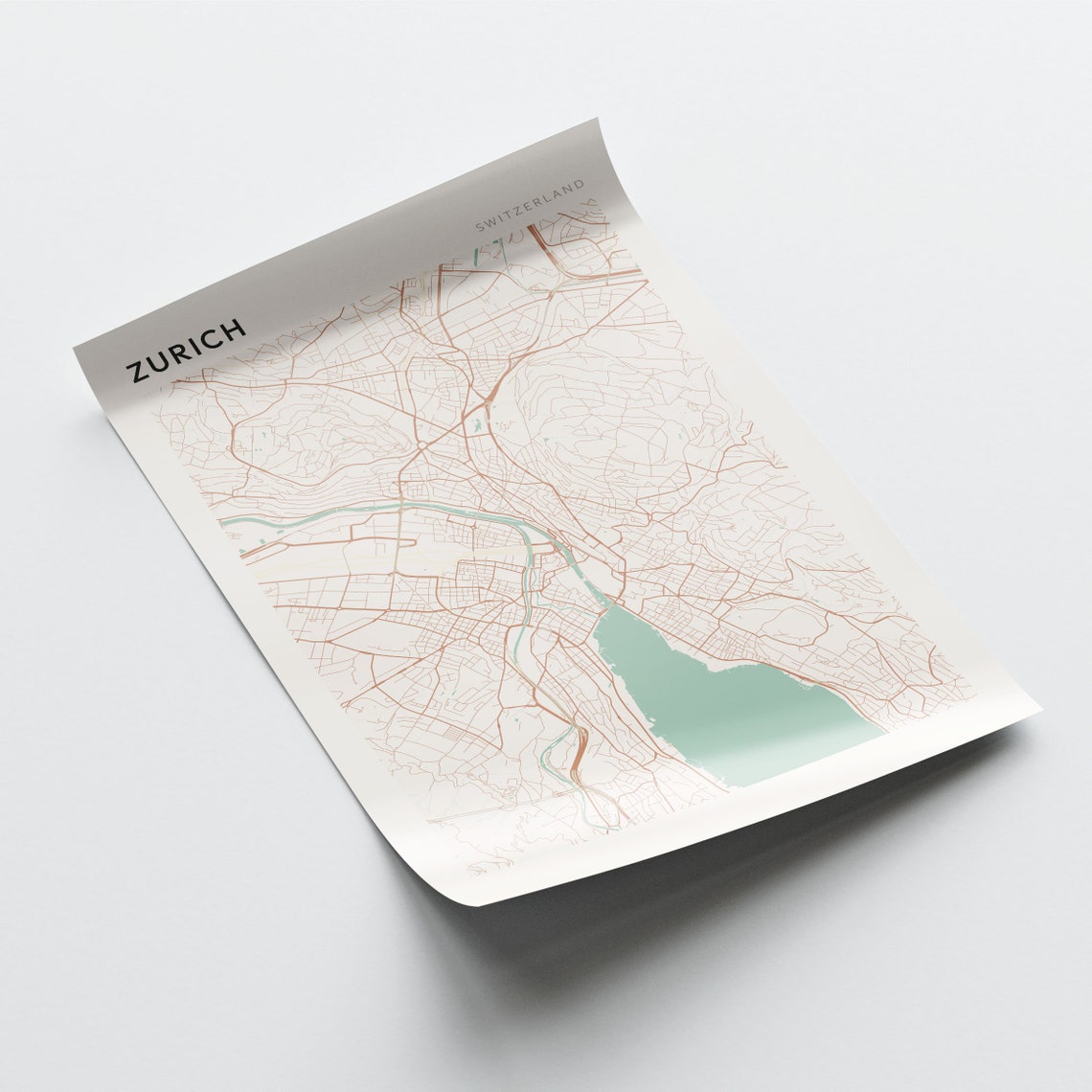Zurich Switzerland Minimalist City Street Map Art Poster Home Decor - Image 2