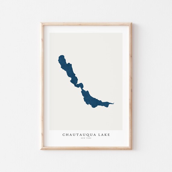 Chautauqua Lake New York Navy Lake Silhouette Minimalist Map Poster