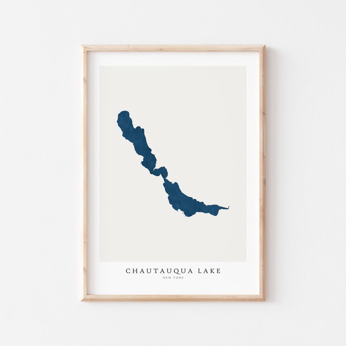 Chautauqua Lake New York Navy Lake Silhouette Minimalist Map Poster