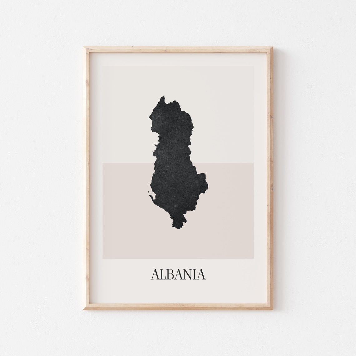 Albania Balkans Black Silhouette Minimalist Country Map Poster