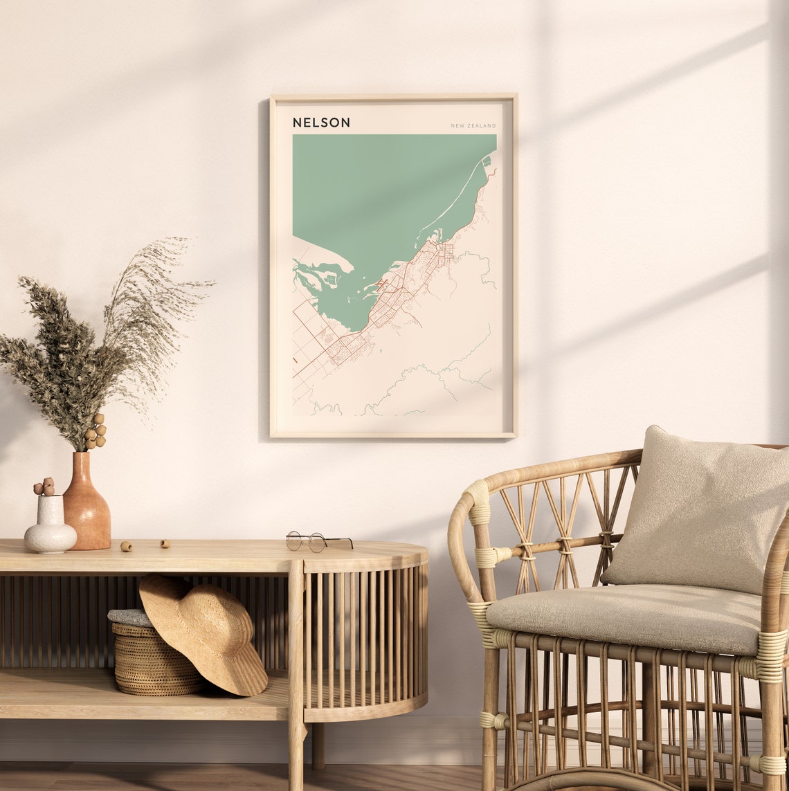 Nelson New Zealand Minimalist Boho Waterfront City Map Poster - Image 2