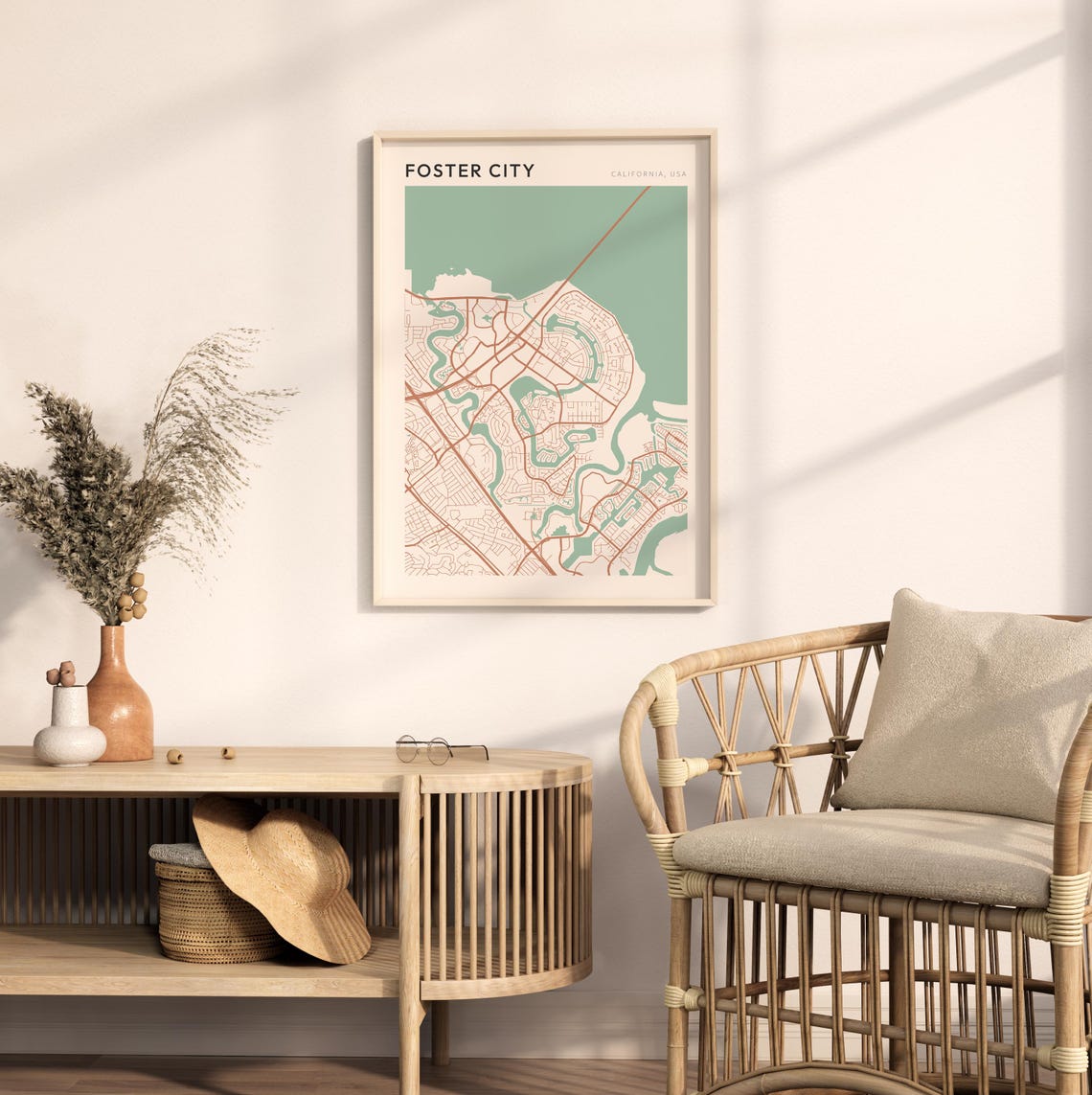 Foster City Map Poster Foster City Print Foster City Poster Foster City Wall Art California Travel Gift Farmhouse Wall Decor - Image 2