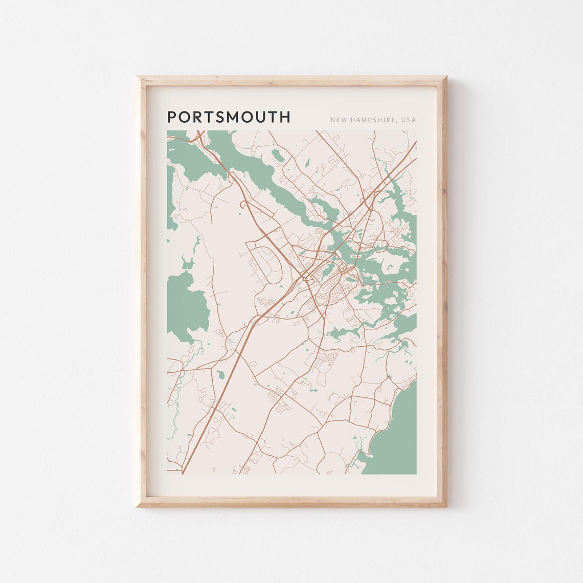 Portsmouth Map Poster Portsmouth Print Portsmouth Poster Portsmouth Wall Art New Hampshire Travel Gift Minimalist Decor