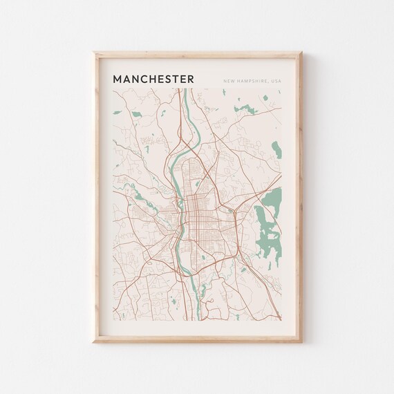 Manchester New Hampshire Minimalist Line City Street Map Poster