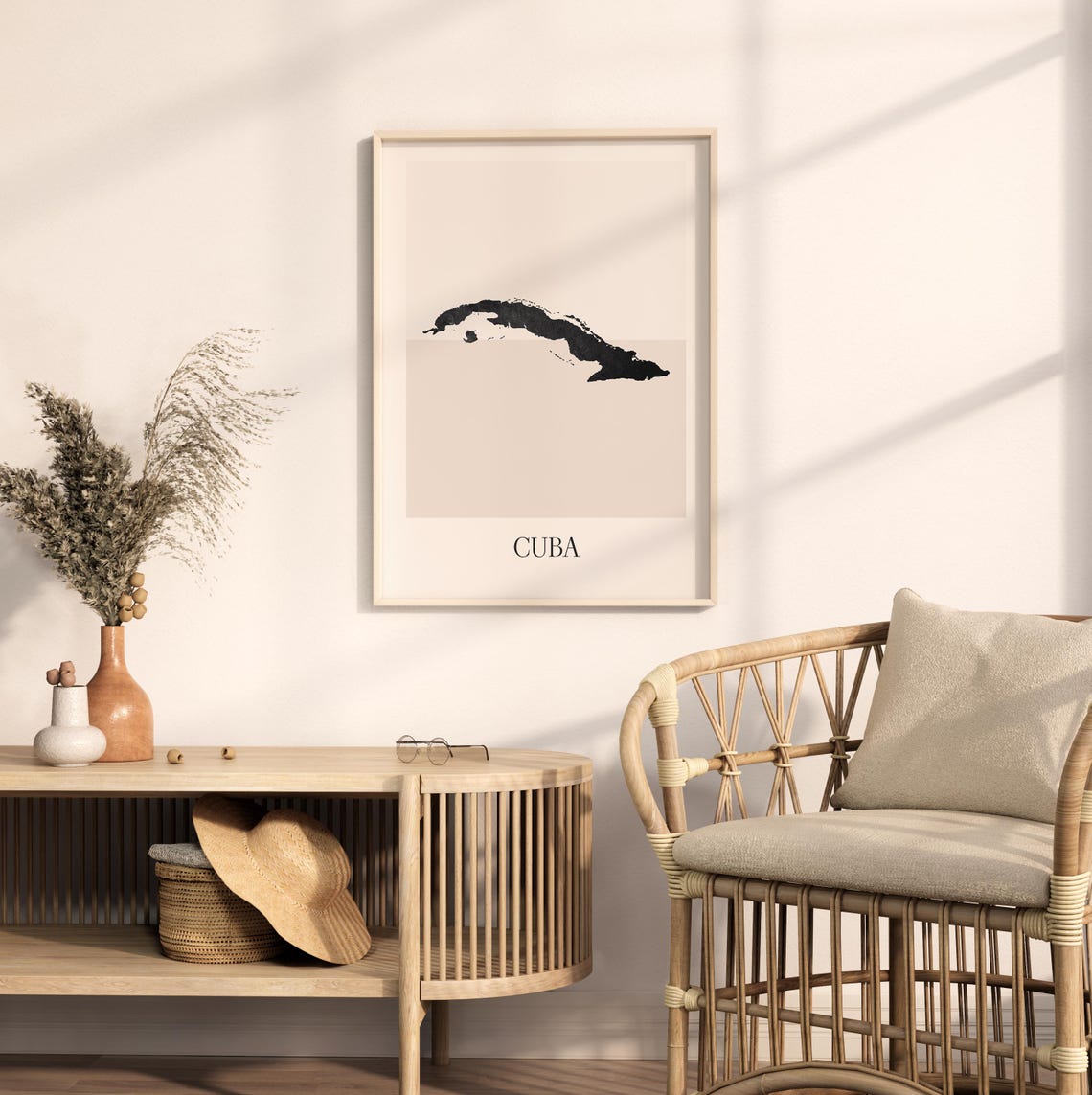 Cuba Country Map Silhouette Minimalist Black Art Poster for Home - Image 2