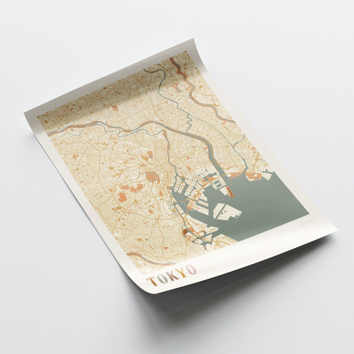 Tokyo Japan Minimalist Street Map Poster in Boho Neutral Tones - Image 2