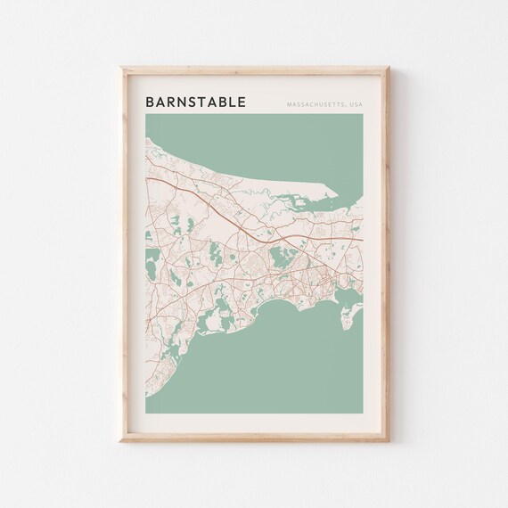 Barnstable Massachusetts Elegant Sage Green Minimalist City Map Poster