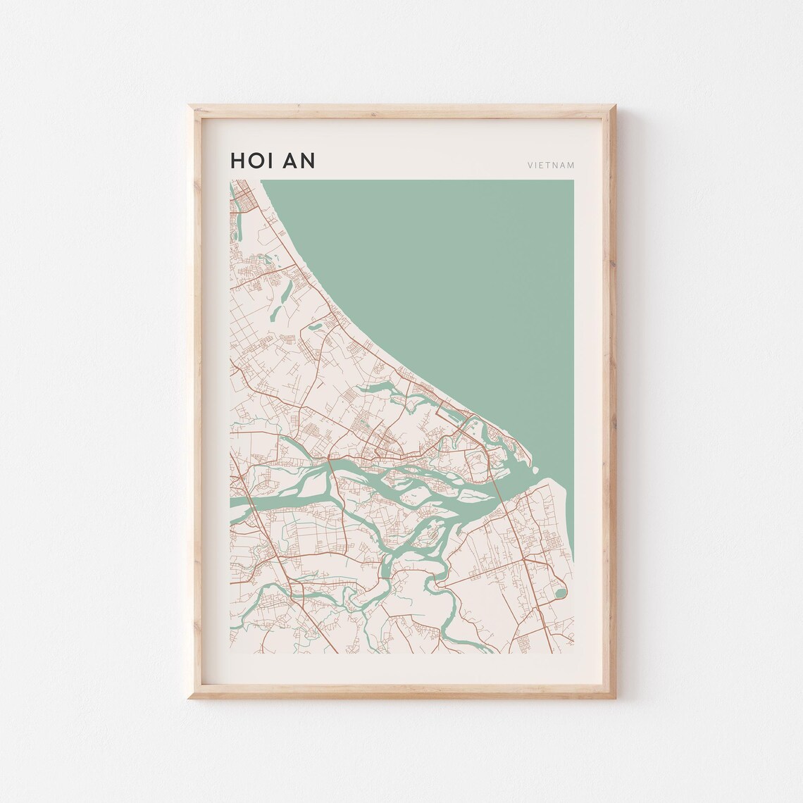 Hoi An Map Poster Print Wall Art Vietnam Travel Gift Scandi