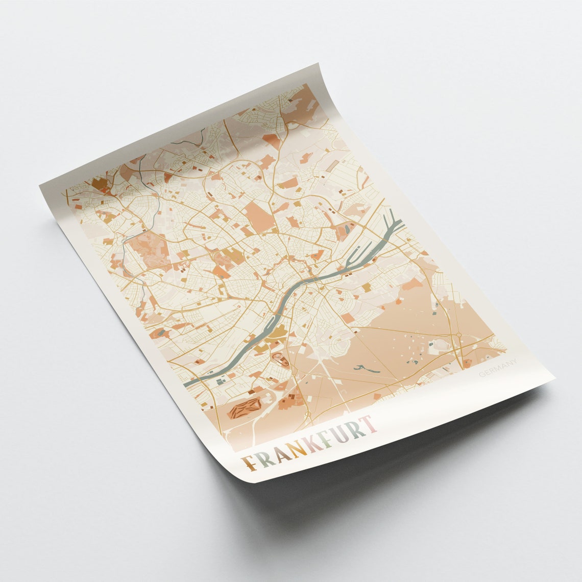 Frankfurt Germany Minimalist Street Map Poster in Boho Neutral Tones - Image 2