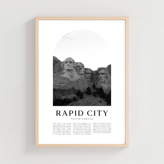 Rapid City South Dakota Mount Rushmore Black and White Poster