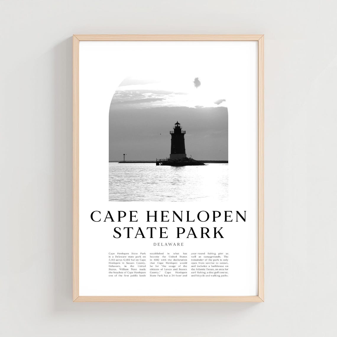 Cape Henlopen State Park Delaware Lighthouse Black White Photo Poster