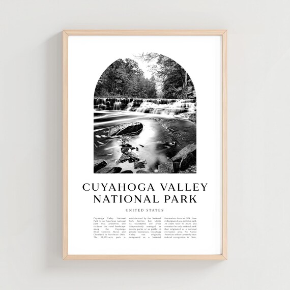 Cuyahoga Valley National Park Waterfall Black and White Poster