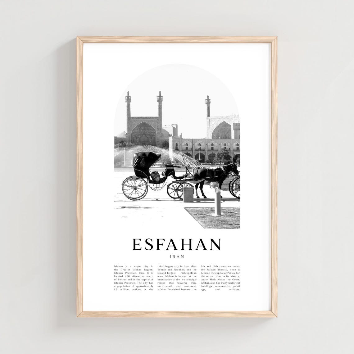 Esfahan Iran Horse Carriage Naqsh Square Photo Travel Poster