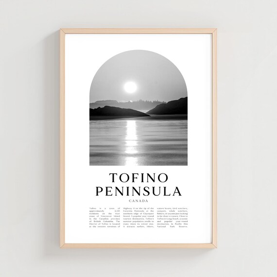 Tofino Peninsula Canada Ocean Sunset Black and White Photo Poster