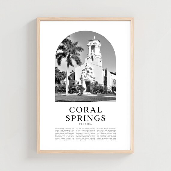 Coral Springs Travel Poster Print Wall Art Florida City Gift Us208m