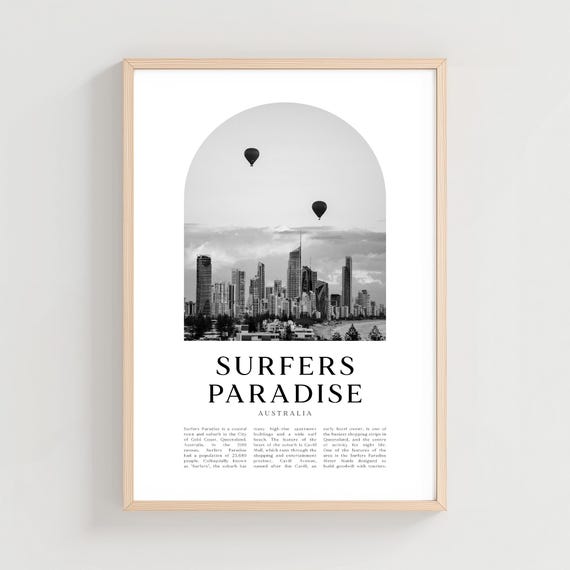 Surfers Paradise Travel Poster Print Australia City Wall Art Gift Decor Cn51m