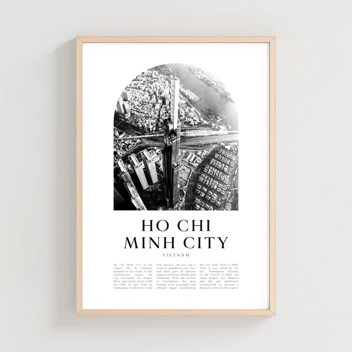Ho Chi Minh City Vietnam Aerial Downtown Skyline Black White Poster
