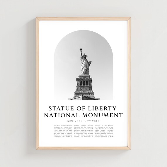 Statue Of Liberty National Monument New York Black White Poster