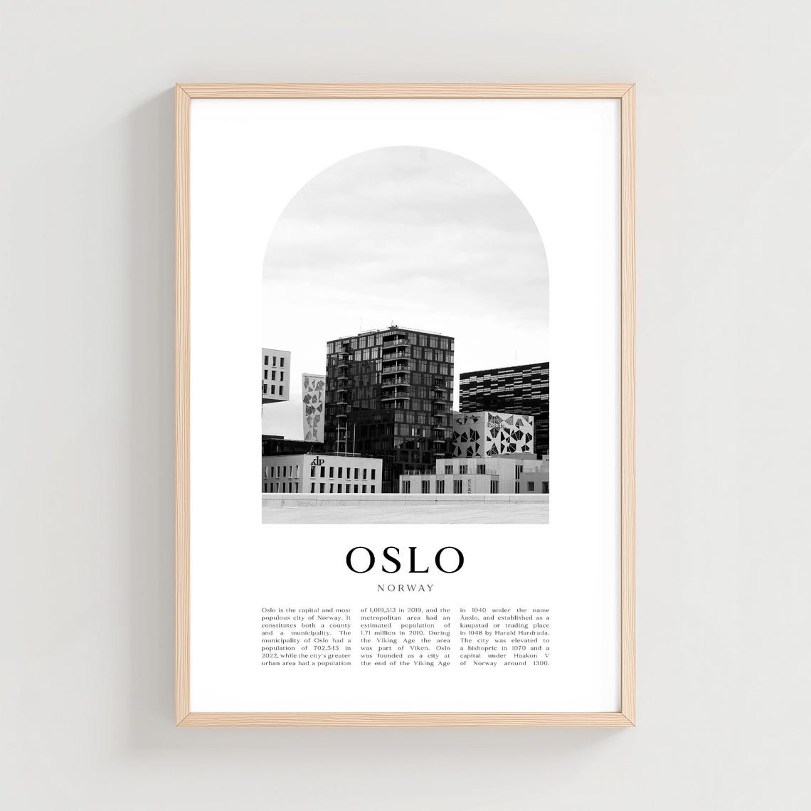 Oslo Norway Modern Waterfront Black And White Arch Photo Poster