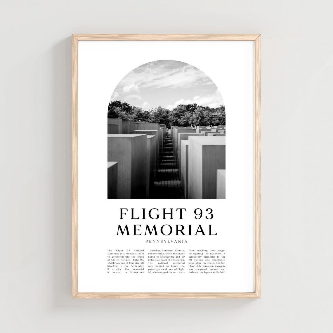 Flight 93 Memorial Pennsylvania Black White Tribute Photo Poster