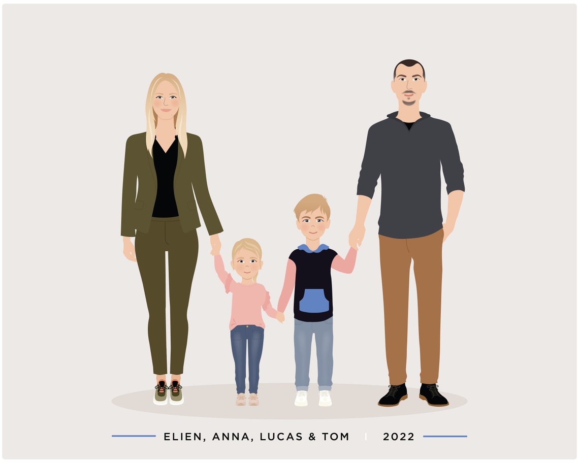 Personalized Portrait Custom Family Portrait Fathers Day Mothers Day - Image 4