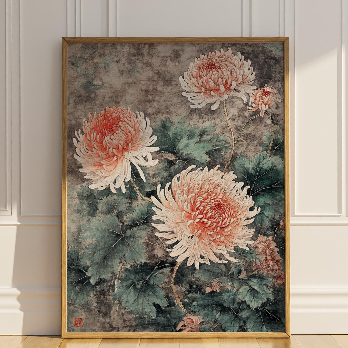 Chrysanthemum Flower Vintage Oil Painting Art Print
