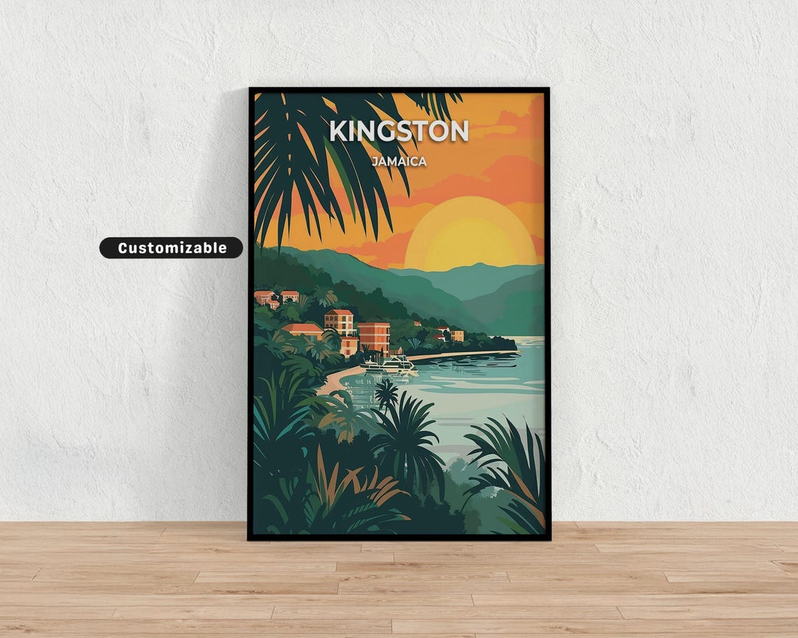 Kingston Jamaica Travel Poster Custom Wall Art