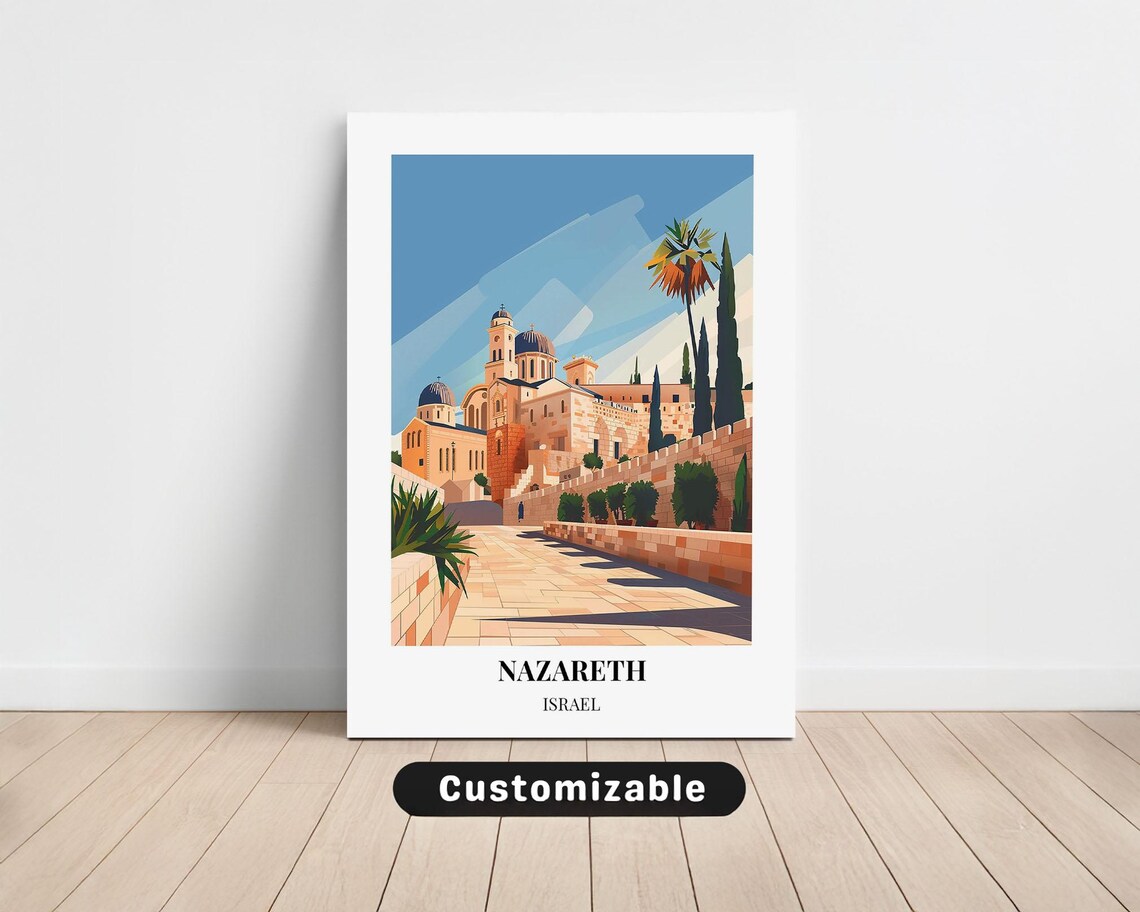 Nazareth Israel Churches And Old Stone Walls Travel Souvenir Poster