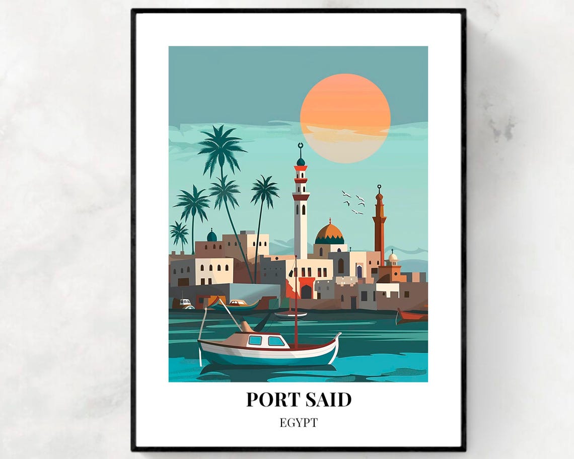 Port Said Travel Print Wall Art Port Said Egypt City Print Port Said Travel Gift Port Said City Poster Travel Gift