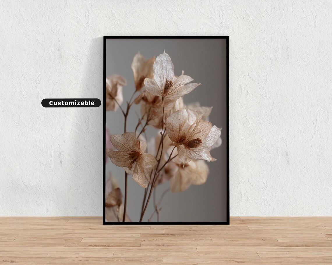 Dried Translucent Beige Flowers Neutral Minimal Floral Photo Poster