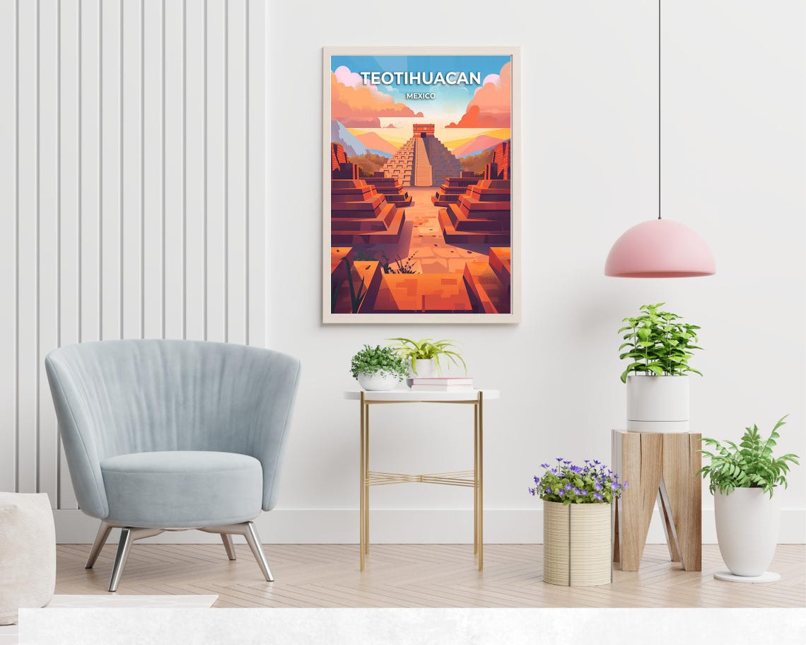Teotihuacan Mexico Ancient Pyramid Avenue Sunset Scene Poster - Image 2