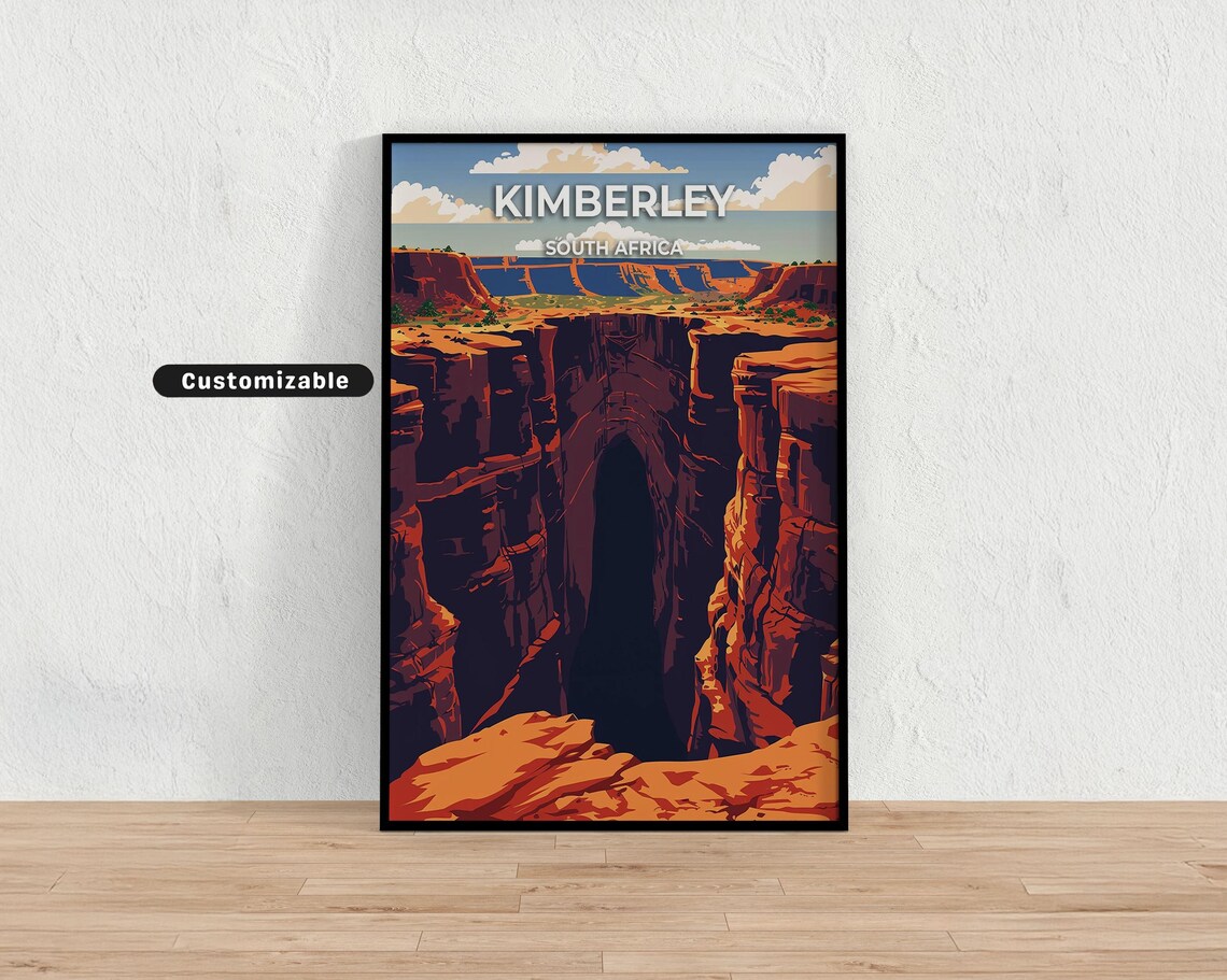 Kimberley South Africa Deep Canyon Travel Poster for Nature Lovers