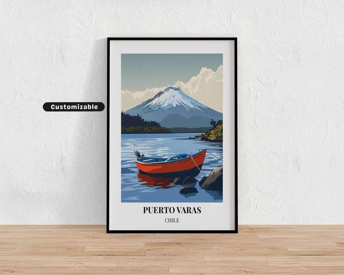 Puerto Varas Chile Travel Poster Custom Wall Art