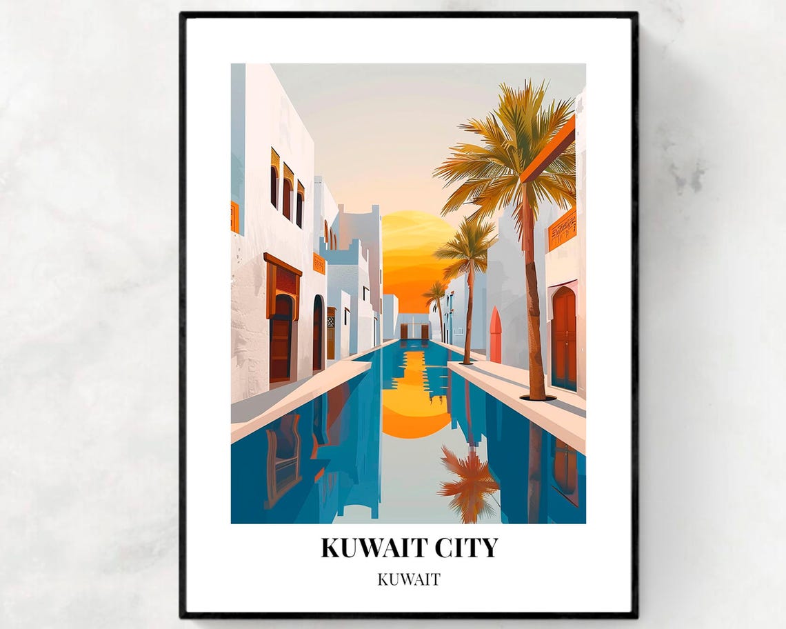 Kuwait City Travel Print Wall Art Kuwait City Kuwait City Print Kuwait City Travel Gift Kuwait City City Poster