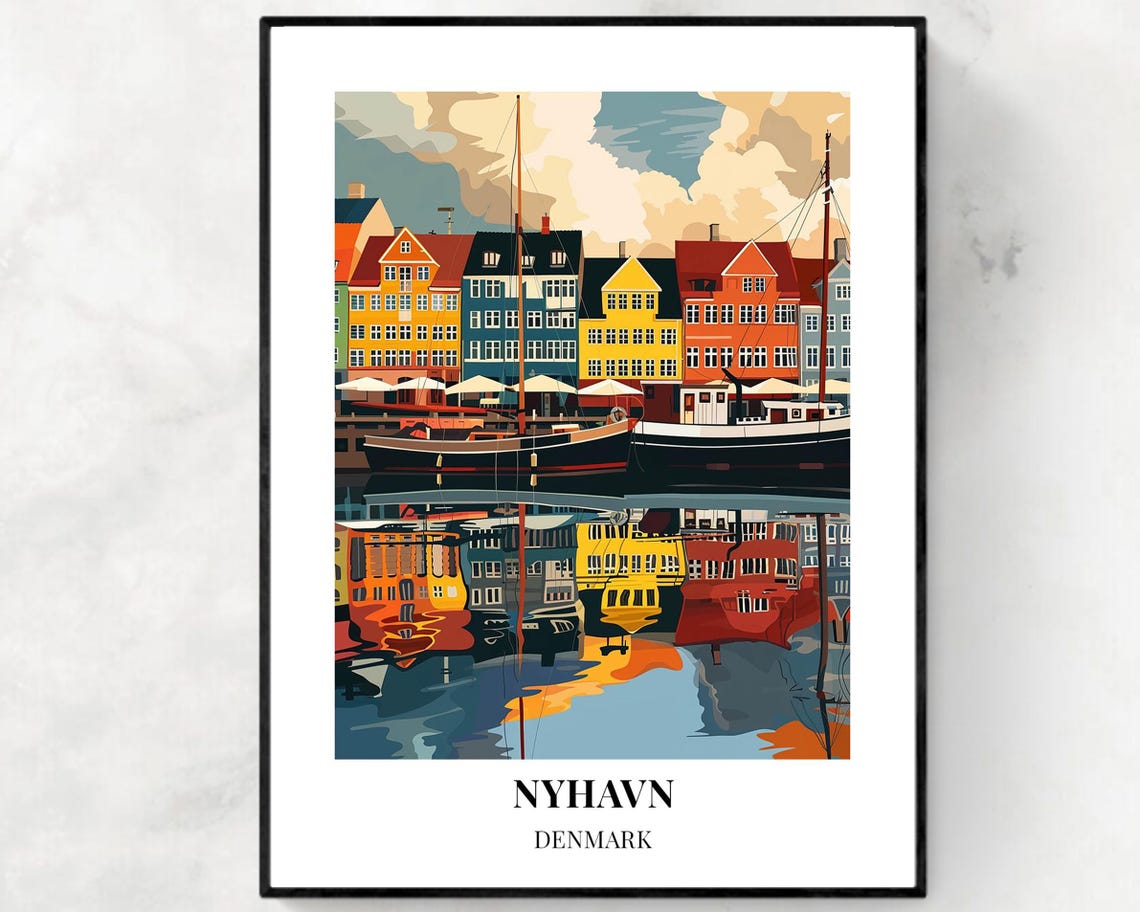 Nyhavn Travel Print Wall Art Nyhavn Denmark City Print Nyhavn Travel Gift Nyhavn City Poster Travel Gift Wall Art