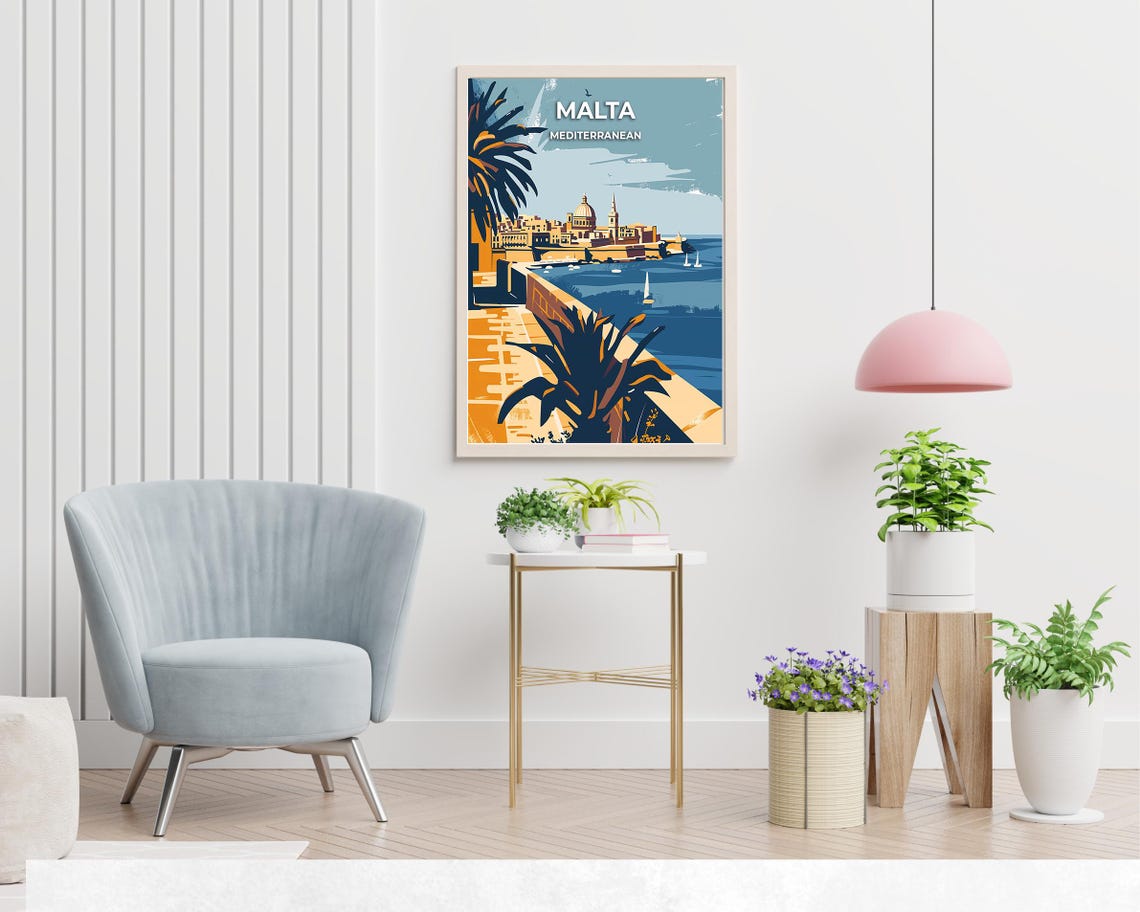 Malta Mediterranean Harbor Valletta Domes Sailboats Travel Poster - Image 2